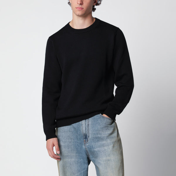 Black Wool Crew-Neck Sweater