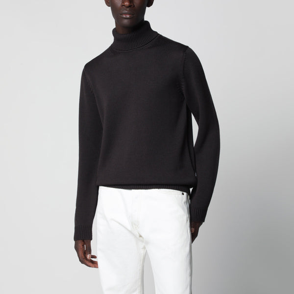 Brown Wool Turtleneck Sweater
