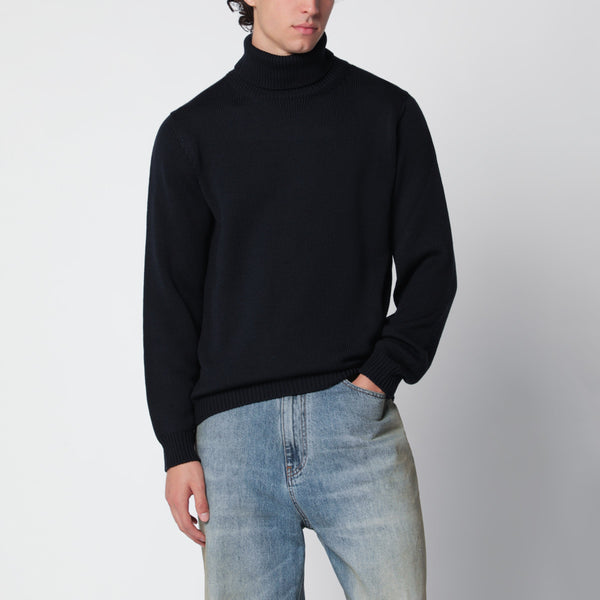 Navy Blue Wool Turtleneck Sweater