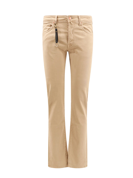 Stretch Cotton Trouser With Back Suede Logo Patch