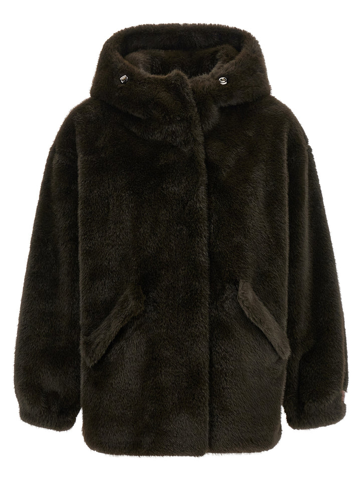 Lou Andrea Eco-Fur Hooded Jacket Puffer Jackets - Green | 891dbc973b496a4bfbd40a50c6601f909bc91840