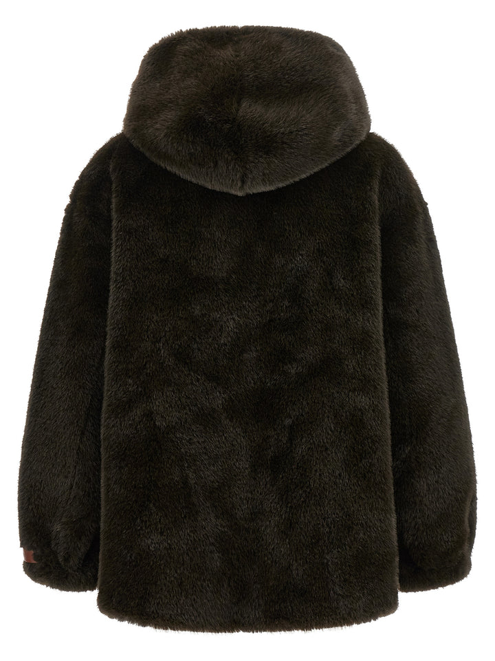Lou Andrea Eco-Fur Hooded Jacket Puffer Jackets - Green | 4b1af0d0f86f4102c9949052d911d0982c9680f1