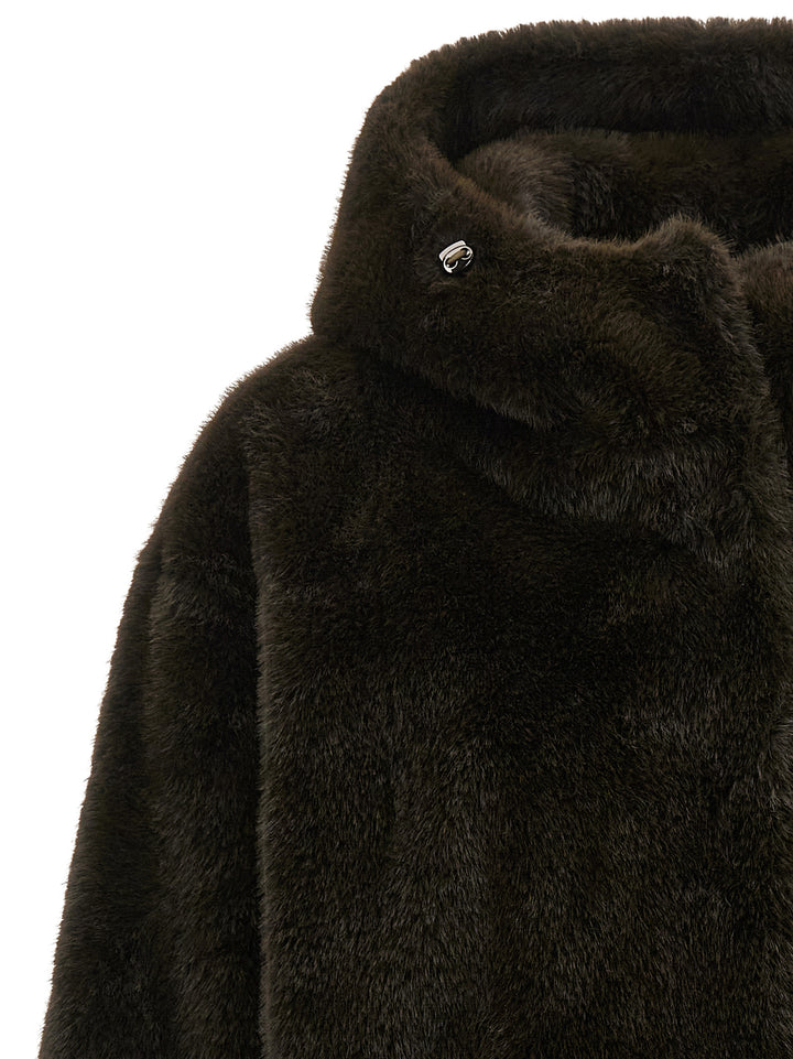Lou Andrea Eco-Fur Hooded Jacket Puffer Jackets - Green | 538c80282bc05334778397cee2aa3354925dedcd