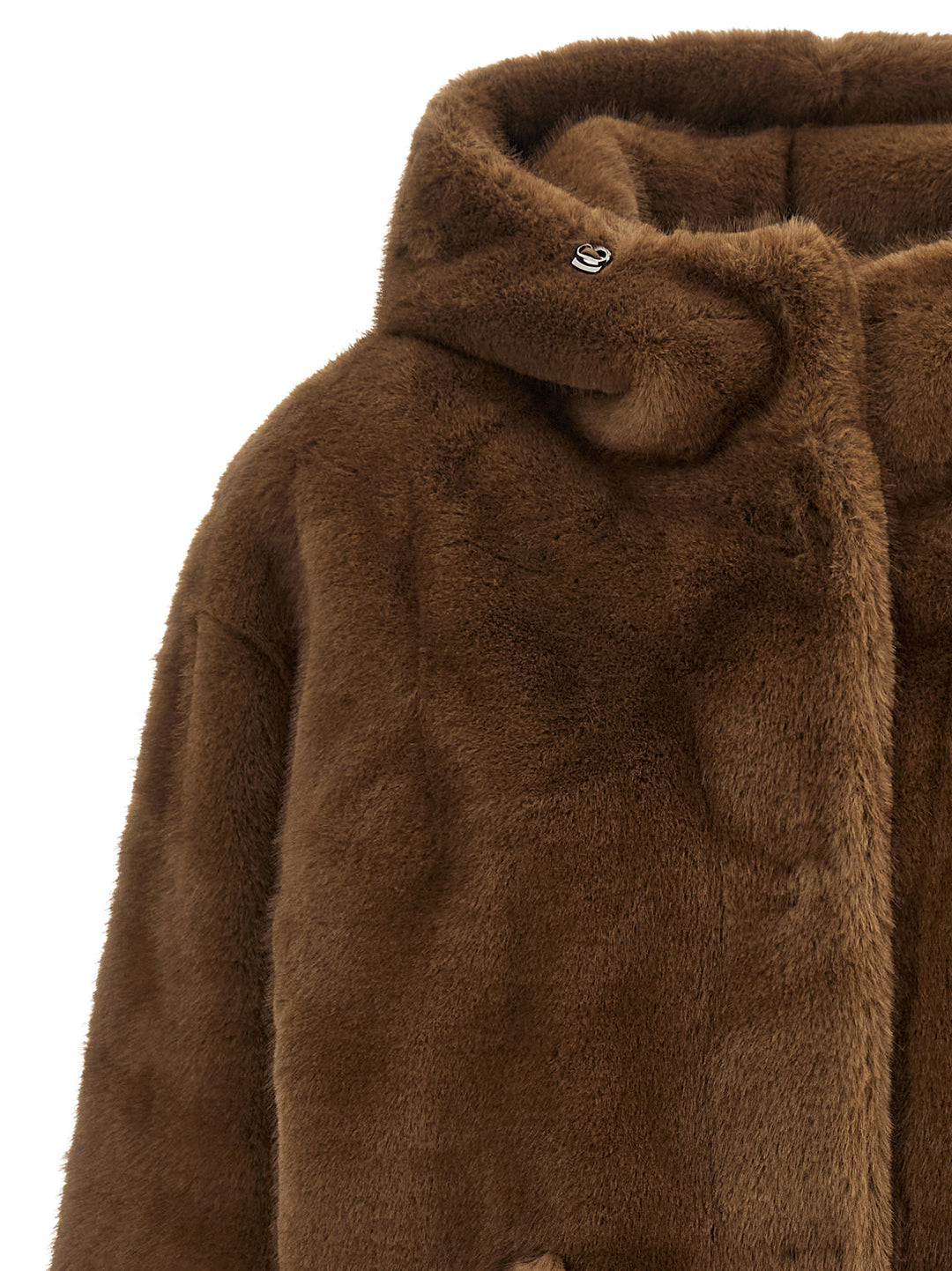 Lou Andrea Eco-Fur Hooded Jacket Puffer Jackets - Brown | 1327300e40bfe6f0b7ac9edeb4c1a4d8ffc97627