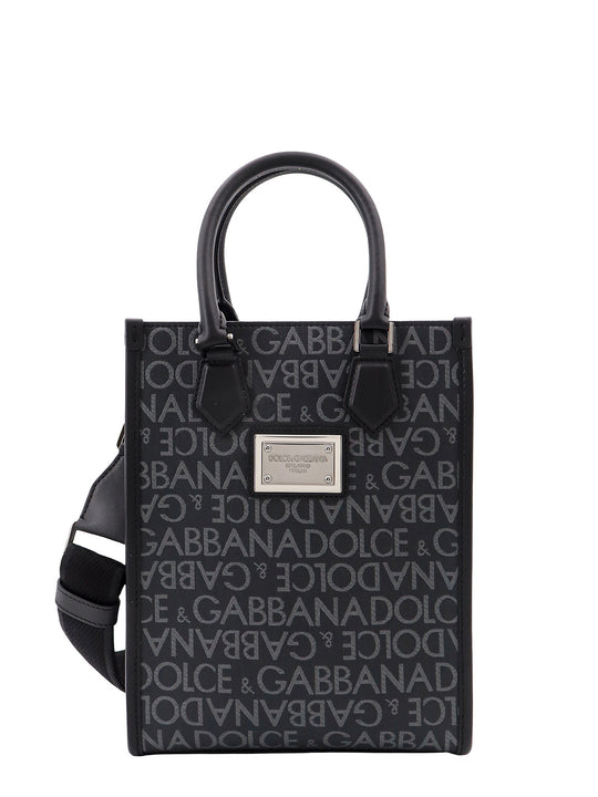 Coated Canvas And Leather Handbag With All-Over Logo