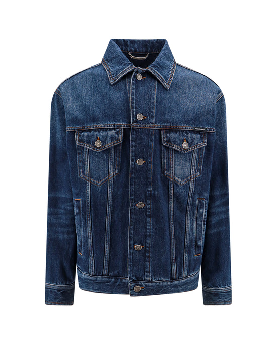 Denim Jacket With Logoed Label