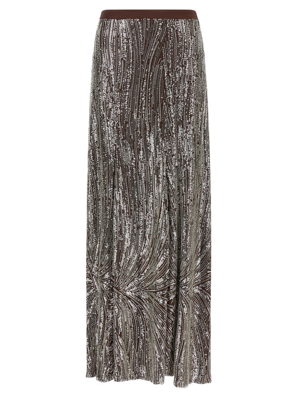 Sequin And Pearl Skirt Skirts Brown