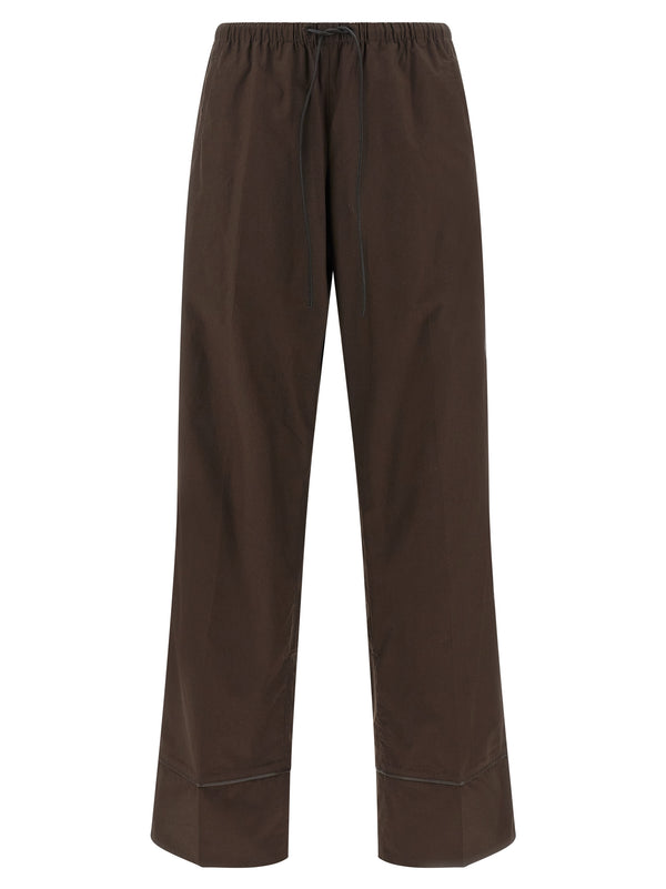 Leather Insert Pants Brown