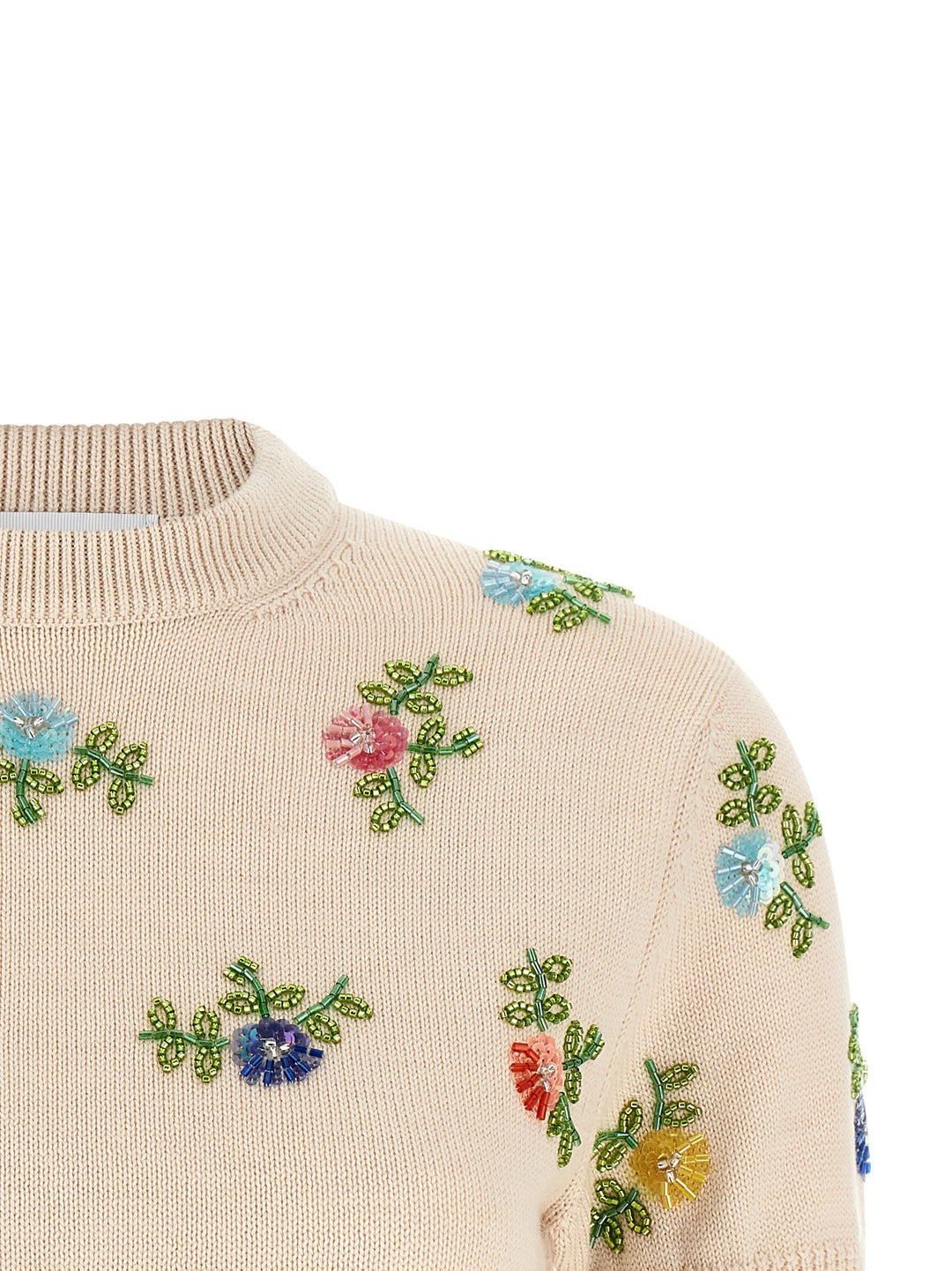 Paco Rabanne Sweater With Beads Embroidery Tops - Beige | 0728ca6efe20be98d9729f38f392a63c1fa51bd0