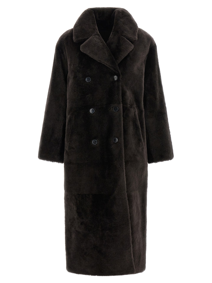 Yves Salomon Shearling Coat Fur - Brown | b8ba35c599e73ae712c6a7a6adf7925a9f53f313