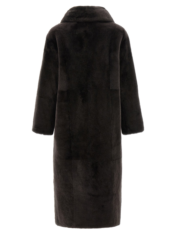 Yves Salomon Shearling Coat Fur - Brown | 20d62b84b9ab29ad1f2f408bbf63ba8204127026