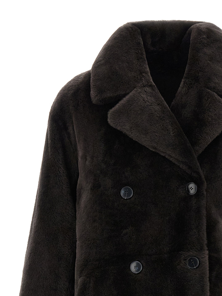 Yves Salomon Shearling Coat Fur - Brown | b596066ec15c88f21d606117a4e2a3151b68ae59