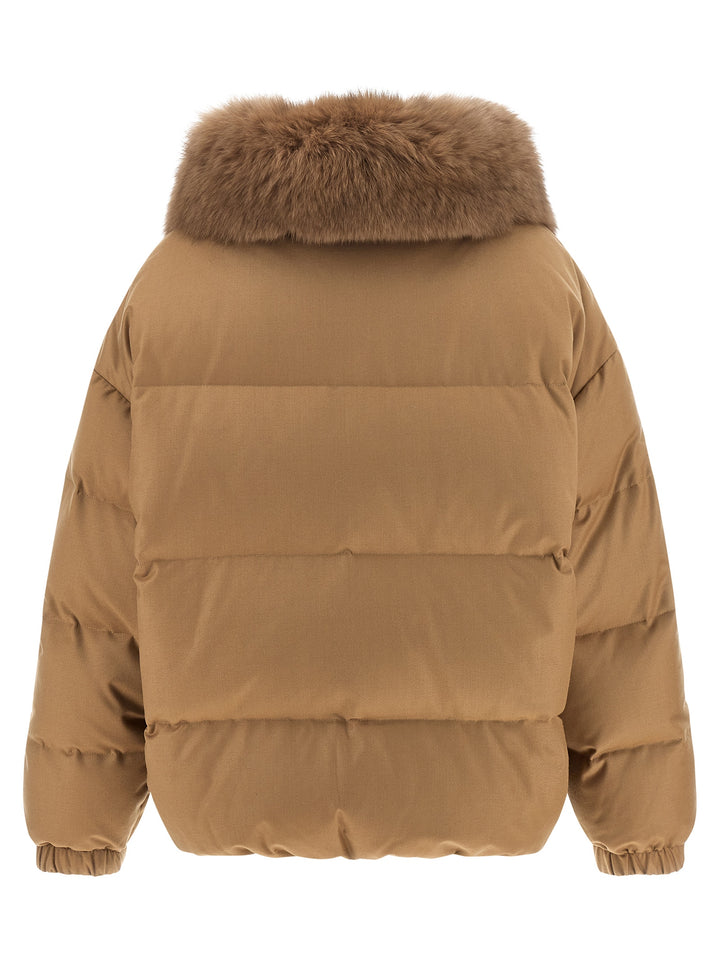 Yves Salomon Down Jacket With Mittens Puffer Jackets - Beige | d06de1ca8cda8ffcc39ab97cf0dcb7347a070c5e