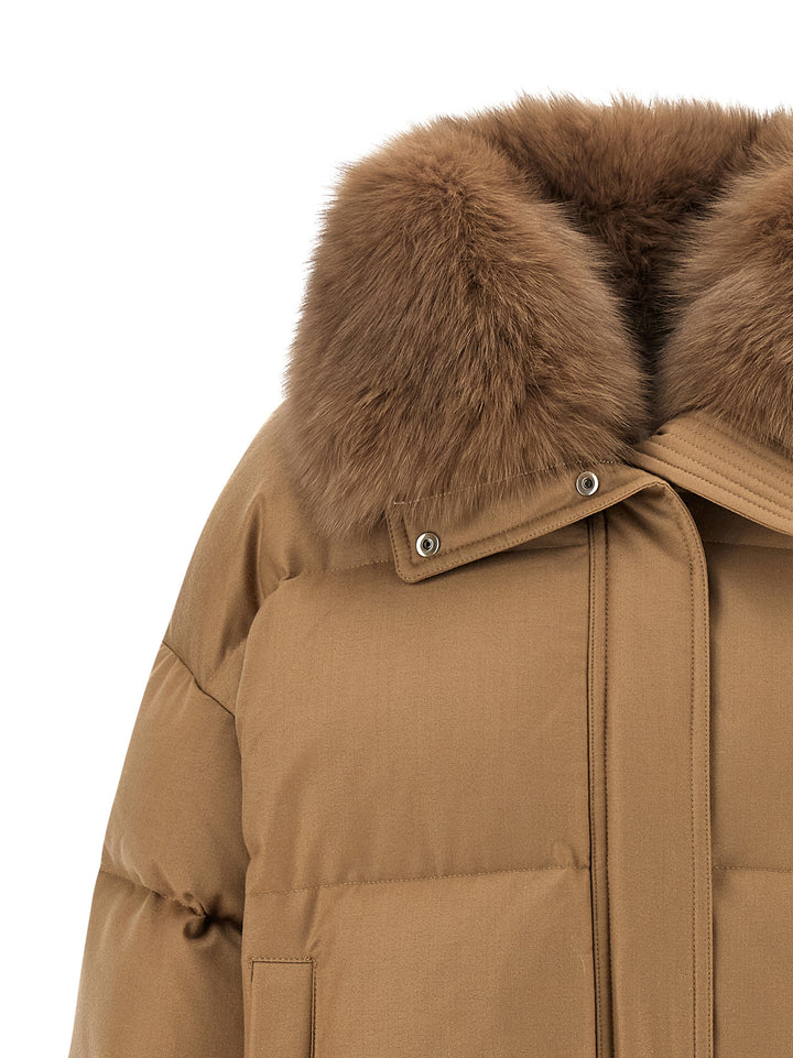 Yves Salomon Down Jacket With Mittens Puffer Jackets - Beige | a02518d4816900a3ab0aafa29249ee2cb3467332