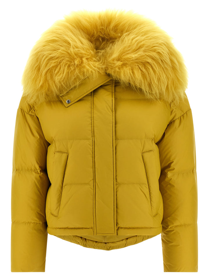 Army Yves Salomon Fur Insert Down Jacket Puffer Jackets - Yellow | 6c4c9564239681caf7c02fc4eac5d11571486e82