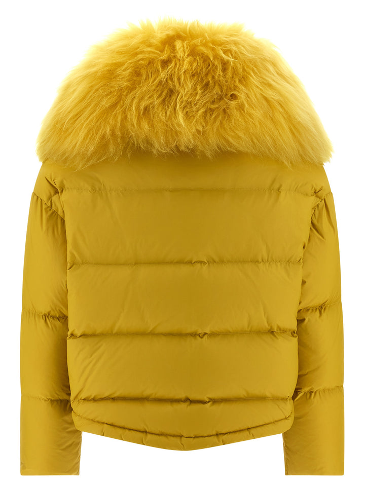 Army Yves Salomon Fur Insert Down Jacket Puffer Jackets - Yellow | deb6b5cfd194920bb4cb87bdc9d172dd0a9ec80b
