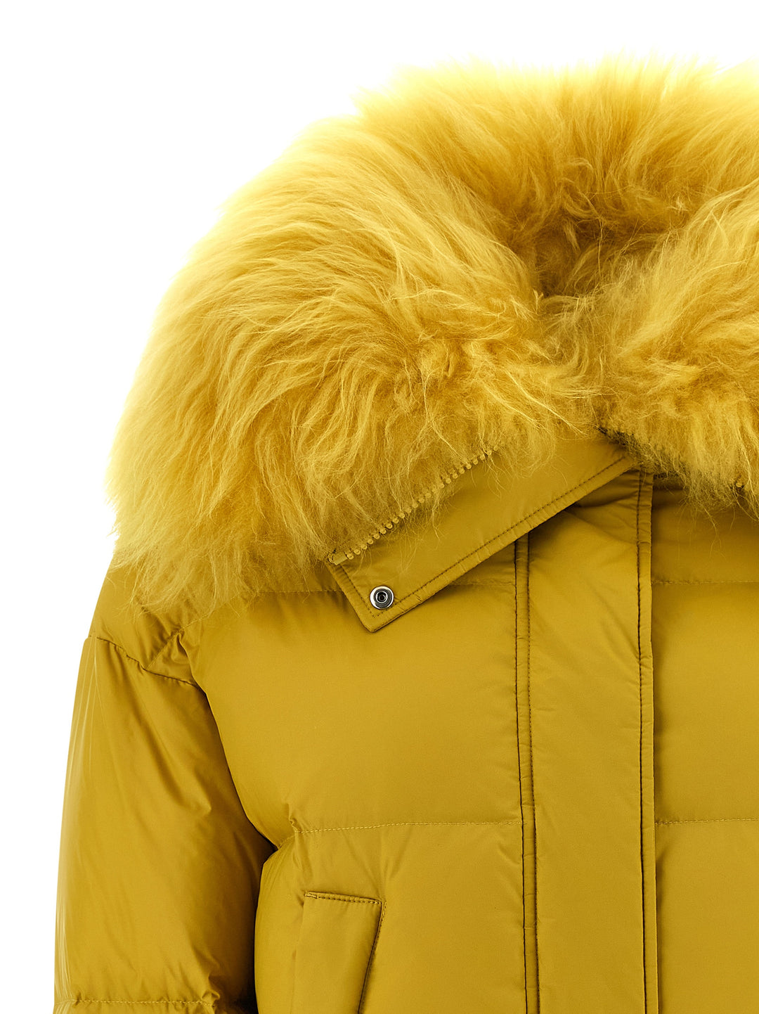 Army Yves Salomon Fur Insert Down Jacket Puffer Jackets - Yellow | cc2c3b1fe830ec964838c7baec2aae6121ce3ea6