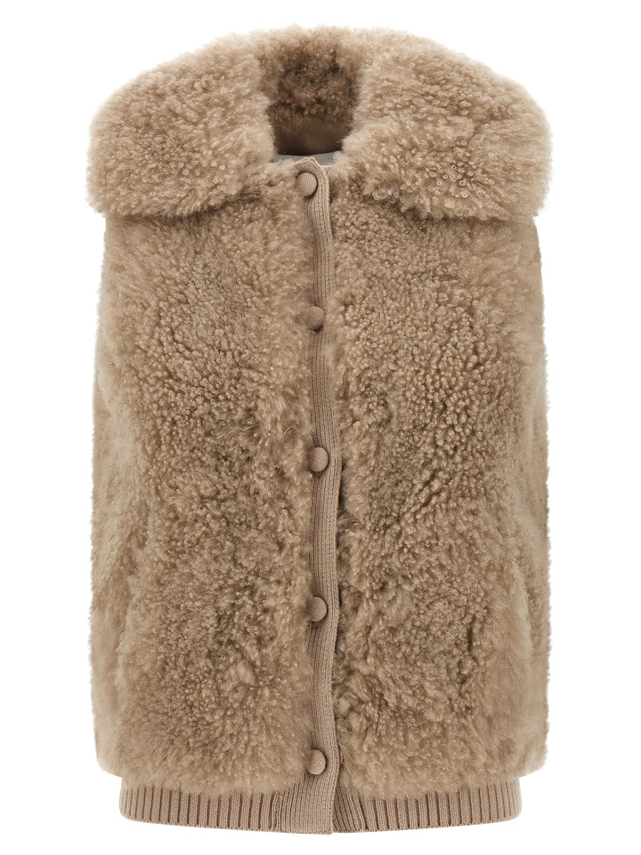 Yves Salomon Shearling Vest Fur - Beige | fa97e12fe316b771f1fa0f1b64e3513d572a1c67