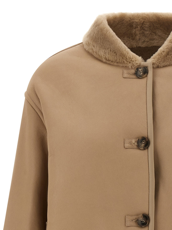 Yves Salomon Reversible Jacket Fur - Beige | f816db755a59371991f526f06868fa233494ba6a