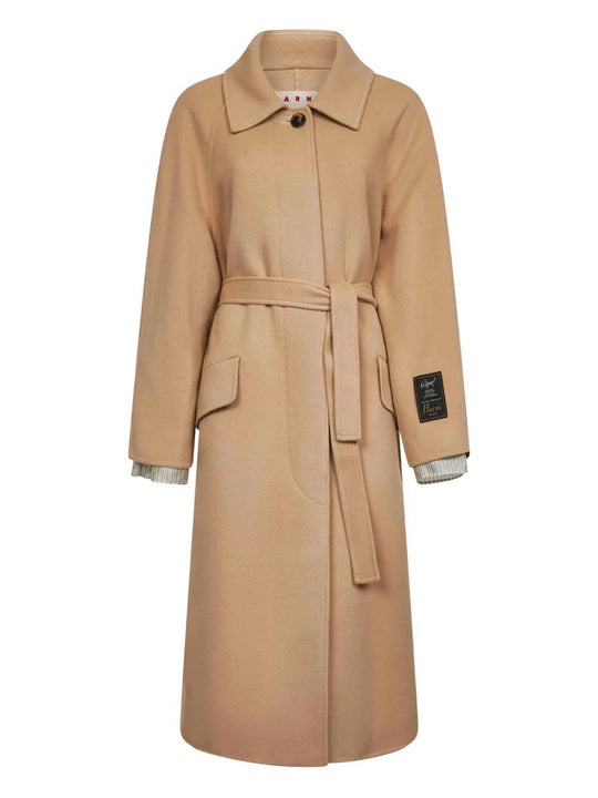 Raglan-Sleeves Belted Coat