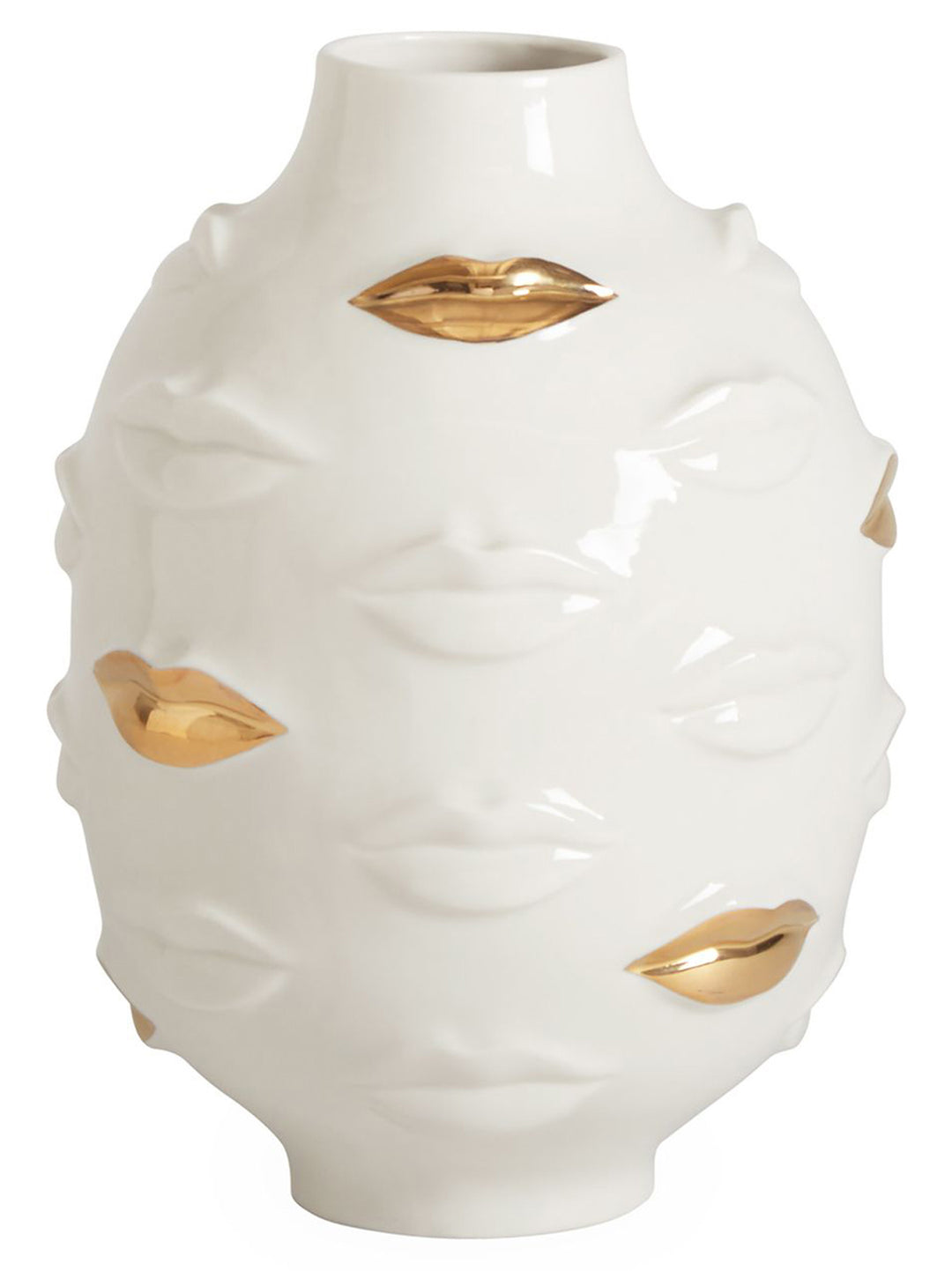 Gilded Gala Round Vases White