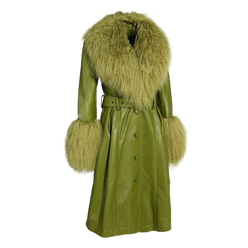 Sac Coat in Leather Green