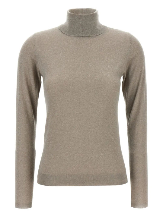 Sparkling Cashmere And Silk Lightweight Turtleneck Sweater