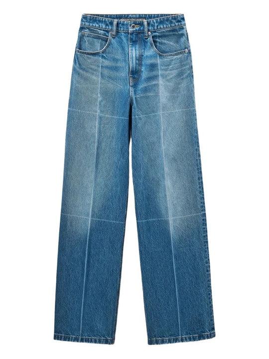 Foldline Wide Straight-Leg Jeans