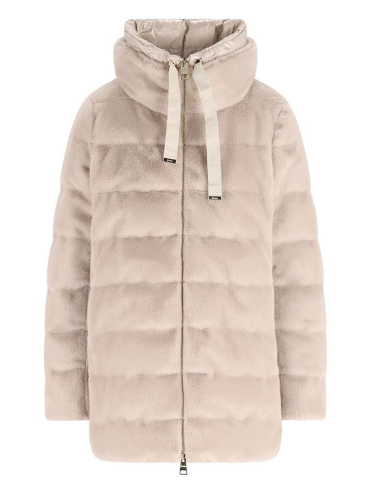 Faux Fur High Neck Down Jacket