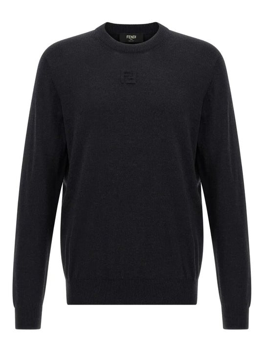 Embossed Ff Detail Wool Jumper