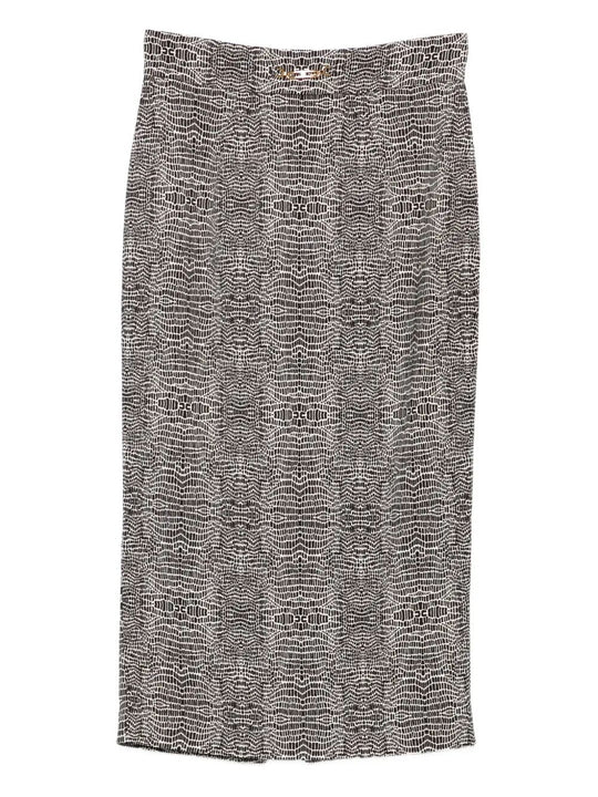Python Print Viscose Pencil Skirt