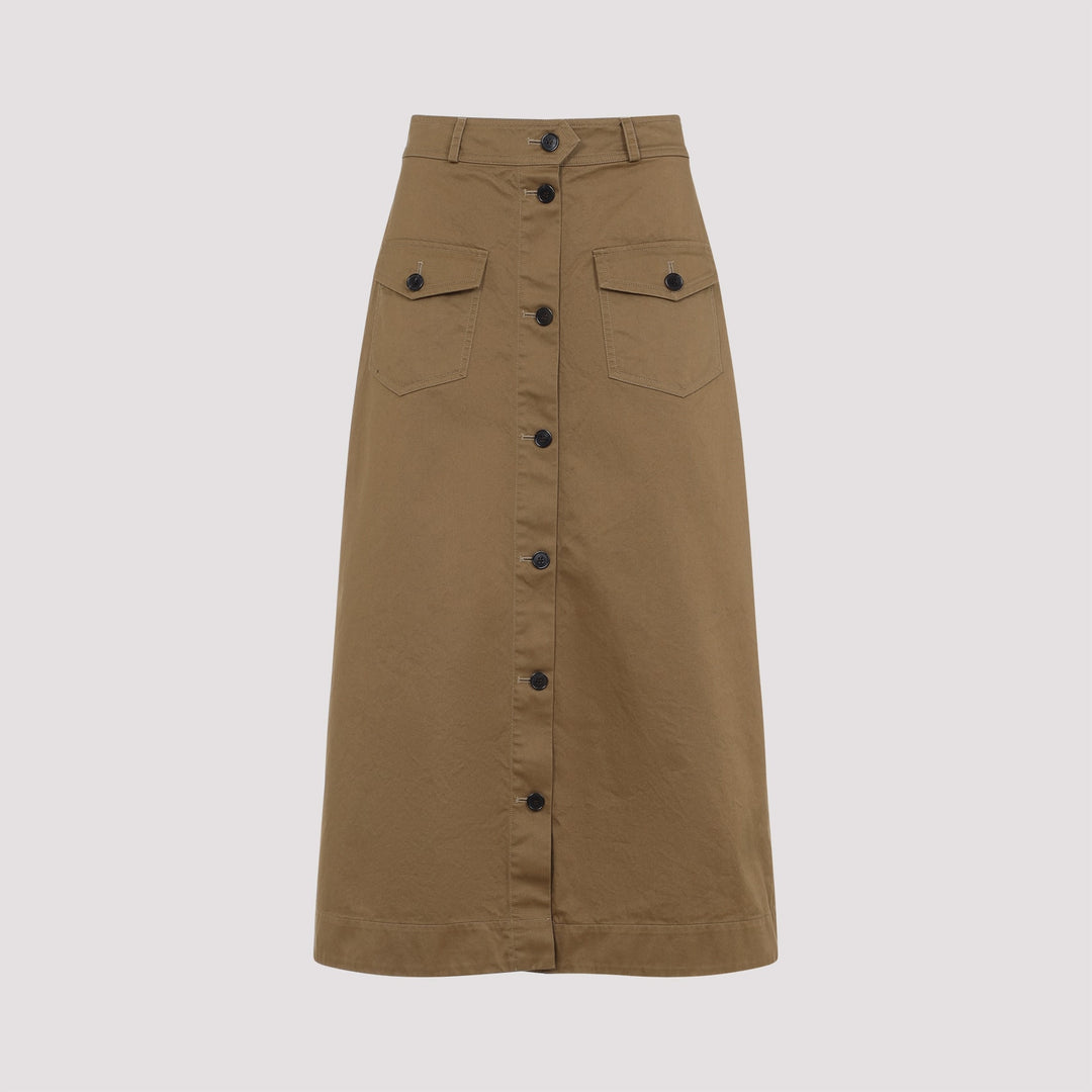 Cotton Midi Skirt Skirts Brown