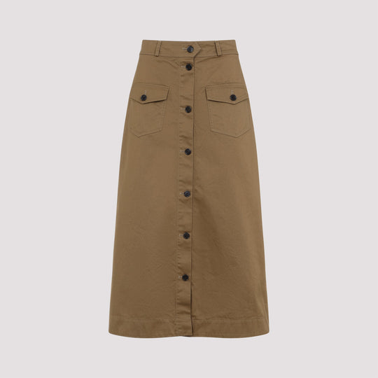 Cotton Midi Skirt Skirts Brown