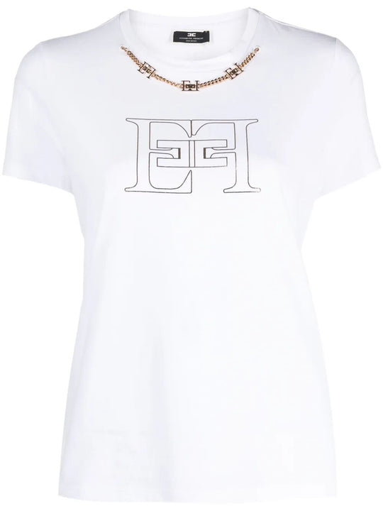 Chain-Detail And Logo Print Cotton T-Shirt