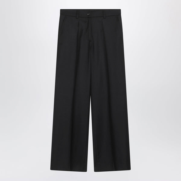 Black Wide-Leg Trousers In Wool