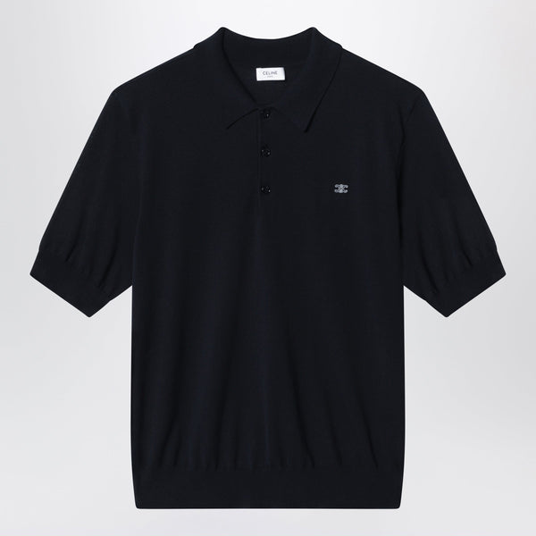 Navy Blue Cotton Polo Shirt With Triomphe Logo