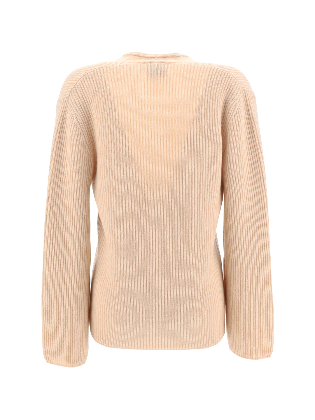 CASHMERE WOOL RIBBED V NECK SWEATER