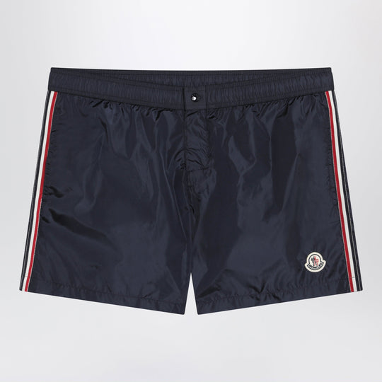 Navy Blue Swim Shorts With Logo Patch