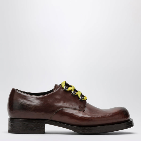 Brown Lace-Up Shoes In Aged Leather