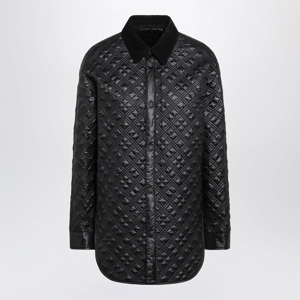 Black Padded Overshirt With Corduroy Collar