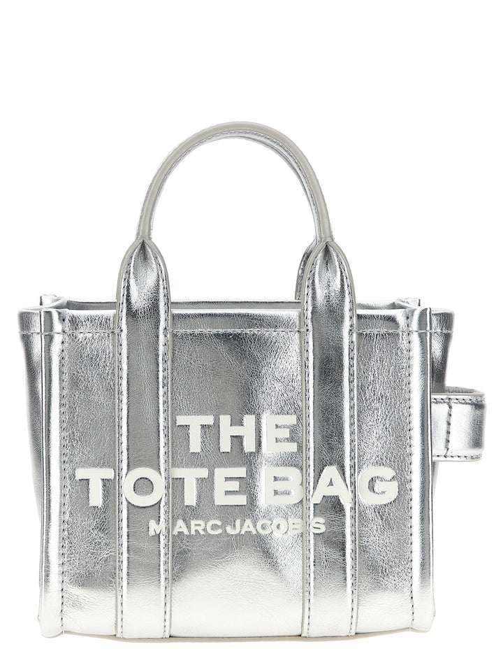 Marc Jacobs The Metallic Leather Crossbody Tote Crossbody Bags - Silver | 204fa5e21ab2f9217d2fc593e8537b00857dd53e