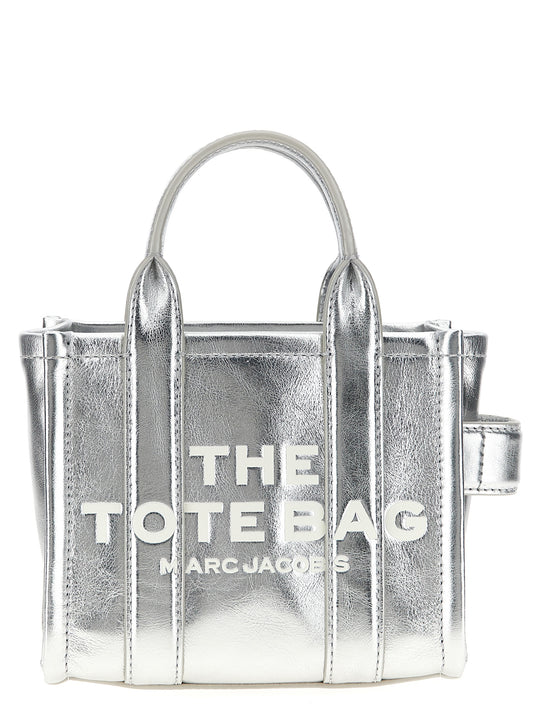 The Metallic Leather Crossbody Tote Crossbody Bags Silver
