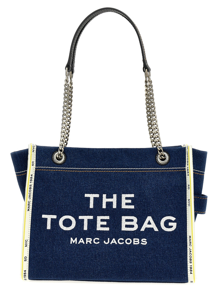 The Denim Chain Medium Tote Shoulder Bags Blue