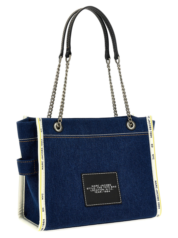 The Denim Chain Medium Tote Shoulder Bags Blue