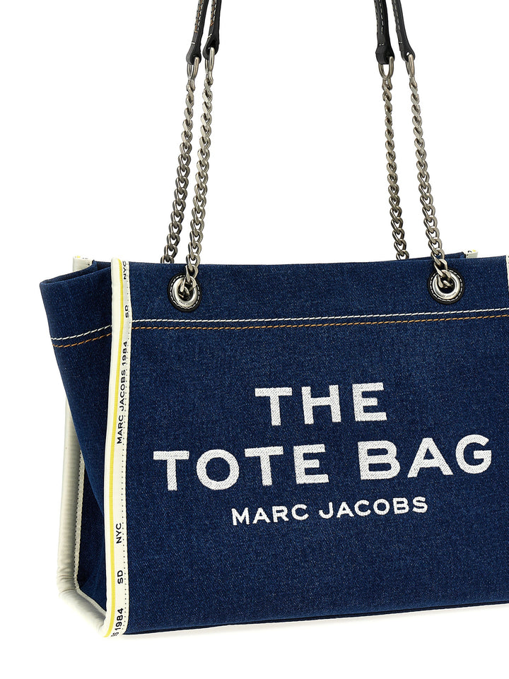 The Denim Chain Medium Tote Shoulder Bags Blue