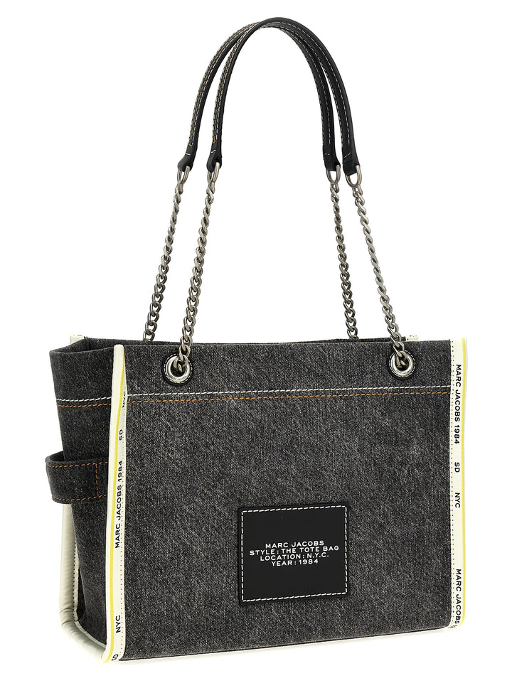 The Denim Chain Medium Tote Shoulder Bags Gray