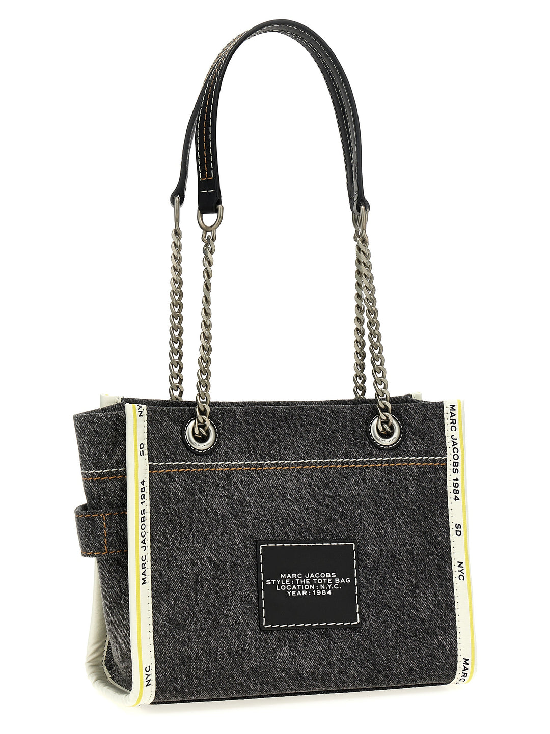 The Denim Chain Small Tote Shoulder Bags Gray