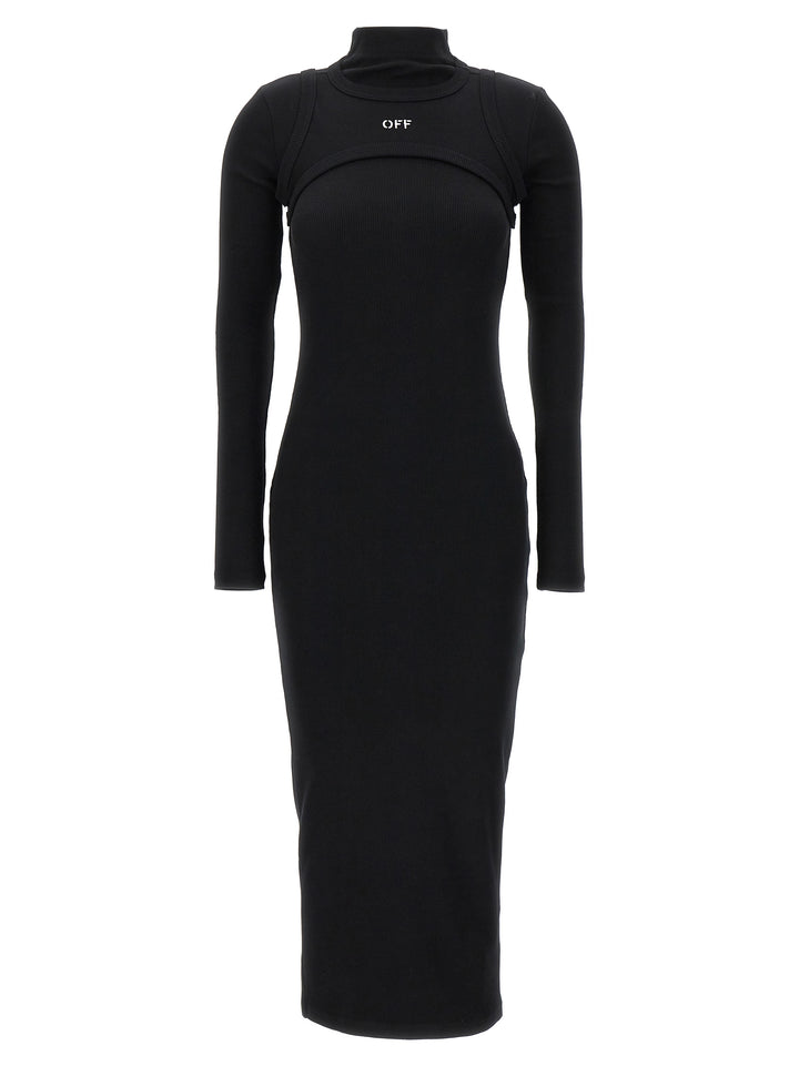 Off-White Off Stamp Rib Dresses - Black | 8b7b119a9da8f71395326ed410b69400efb37bfa