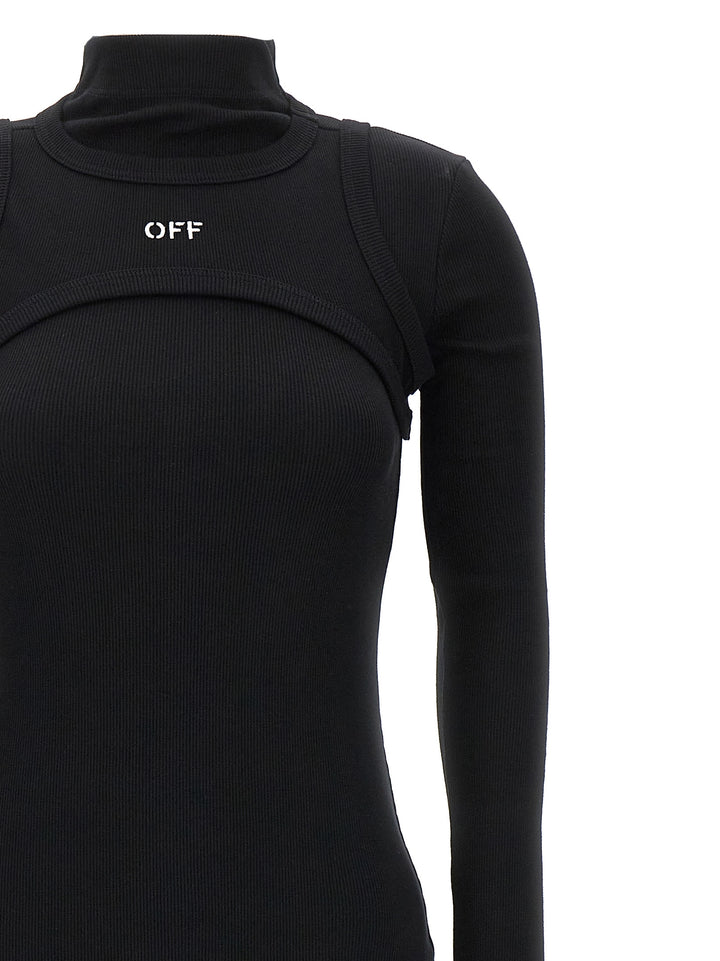 Off-White Off Stamp Rib Dresses - Black | 992bb3e336ffccbfa047ea66c19b6391fd8d8b76