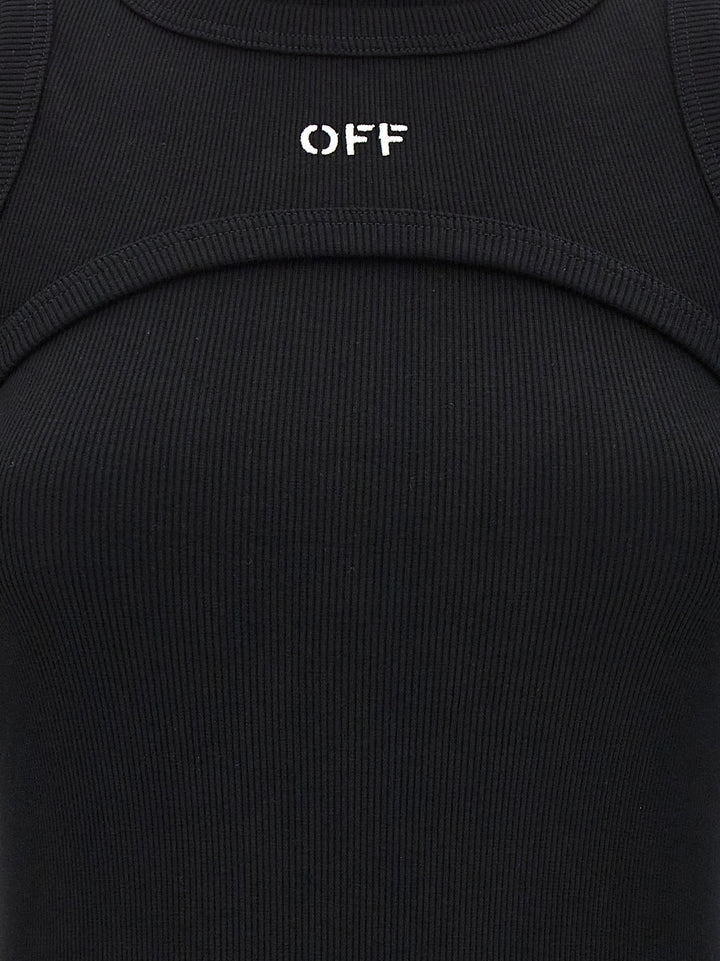 Off-White Off Stamp Rib Dresses - Black | 90e19541dbef221bb5a31e787ec4891814a58a65